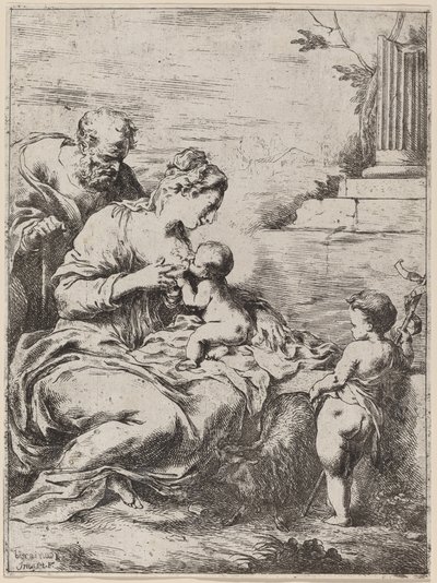 Aziz John ile Kutsal Aile by Bartolomeo Biscaino