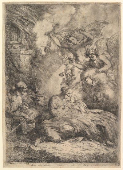 Meleklerle Doğuş, 1650-57. by Bartolomeo Biscaino