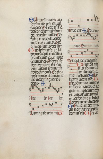 Yanlış satış: Fol. 121v: St. Mattion Passion, 1469 içindeki Hely Hely Lama vb. için müzik içerir. by Bartolomeo Caporali