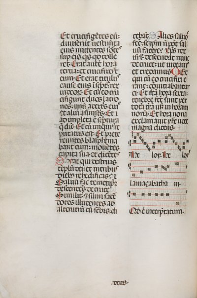 Yanlış satış: Fol. 128v: St. Mattion Passion, 1469 içindeki Hely Hely Lama vb. için müzik içerir. by Bartolomeo Caporali