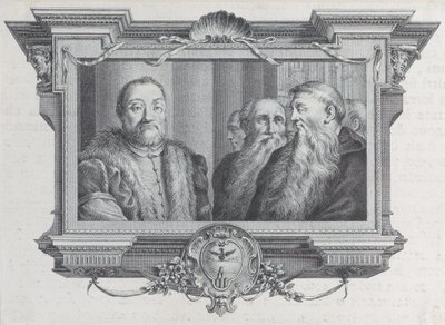 Biri kürklü üç sakallı adam, 1756. Yaratıcılar: Bartolomeo Crivellari, Gabriel Söderling. by Bartolomeo Crivellari, Gabriel Söderling