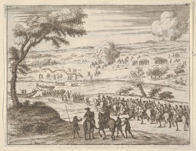 Francesco I d'Este Po'yu Serbestçe Geçiyor ve Viny'deki Birliklere Karşı Kılıcını Alıyor..., 1659 by Bartolomeo Fenice