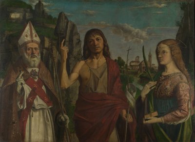 Aziz Zeno, Vaftizci Yahya ve Kadın Şehit, c. 1495 by Bartolomeo Montagna