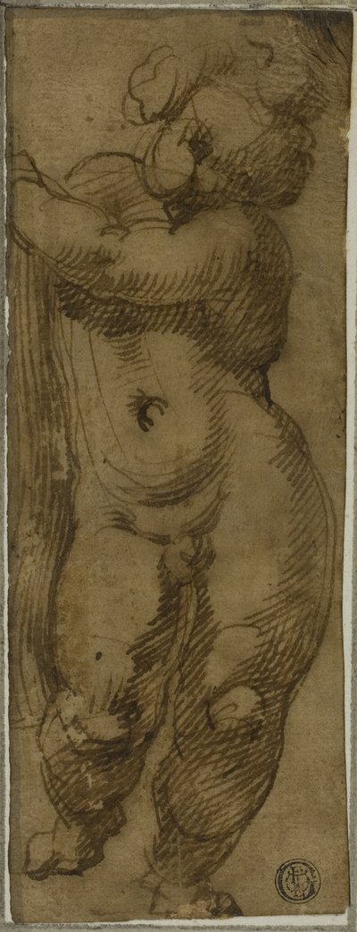 Önden Görülen Ayakta Putto: Aziz Petronius, Dominic ve Peter Martyr ile Görkemli Bakire için Çalışma by Bartolomeo Passarotti