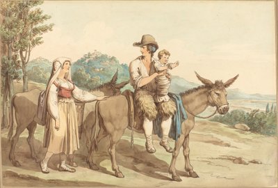 Köylü Bir Aile ve İki Eşek by Bartolomeo Pinelli