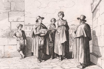 Kör adam şarkı söyleyip oynuyor, Bartolomeo Pinelli