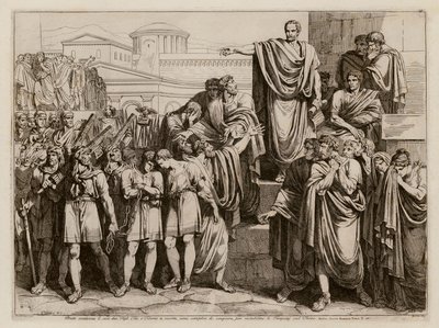 Brütüs oğullarını ölüme mahkum ederken (gravür) by Bartolomeo Pinelli