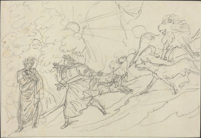 Dante Vahşi Canavarlardan Kaçar ve Virgil ile Tanışır by Bartolomeo Pinelli