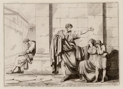 Gaius Gracchus karısı ve oğluyla vedalaşırken by Bartolomeo Pinelli