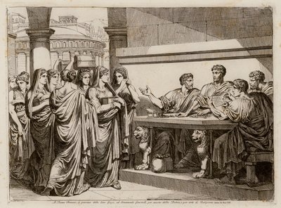Roma kadınlarının kurban edilmesi (gravür) by Bartolomeo Pinelli