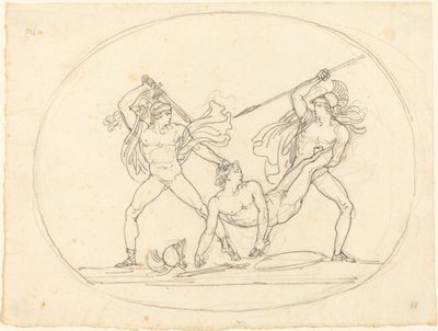 Ölü Bir Yoldaş İçin Kavga Eden İki Kadim Savaşçı by Bartolomeo Pinelli