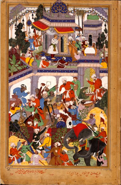 Ekber, 1590 civarında Ajmer'deki Khwajah Muin ad-Din Chishti'nin türbesini ziyaret ediyor by Basawan