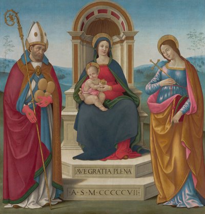 Volterra Aziz Justus ve Antakyalı Aziz Margaret ile Madonna ve Çocuk by Bastiano Mainardi