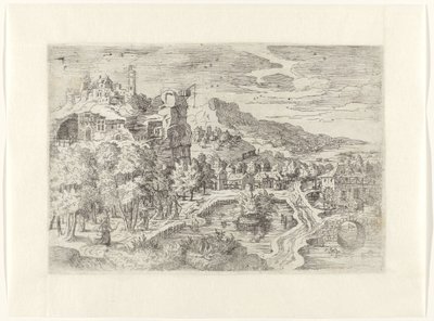 Avdaki kadınlarla manzara by Battista Angolo del Moro (attributed to)