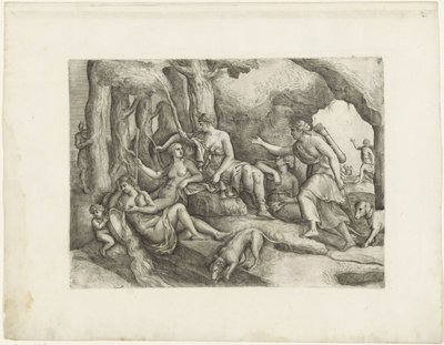 Diana ve perileri by Battista Franco