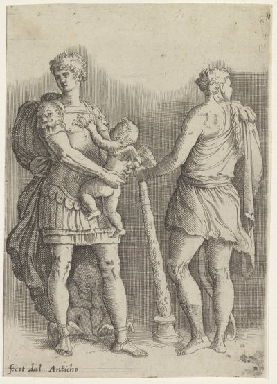 Arkadan görülen iki putti ve Herkül ile Perseus by Battista Franco