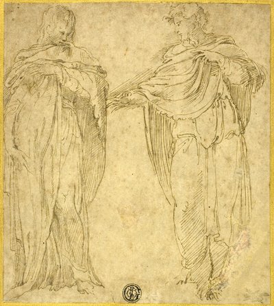 Ayakta duran iki örtülü figür (Aziz John ve Magdalene) by Battista Franco