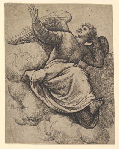 Bir Bulutun Üzerinde Oturan Melek, ca. 1560. by Battista Franco Veneziano