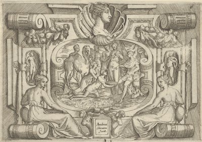 Tahtta oturan bir krala bir tabak madeni para sunan bir erkek ve kadın, yaklaşık..., M.Ö. 1540-80. by Battista del Moro
