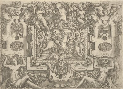 At sırtında bir kılıç tutan ve yerde yatan bir figürün üzerine binen figür, s..., ca. 1540-80. by Battista del Moro