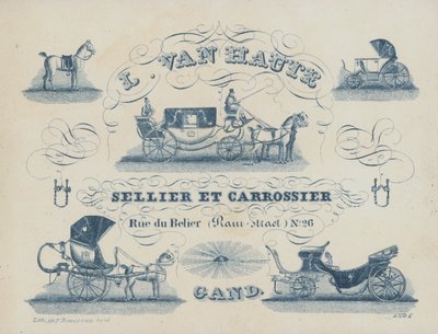 L van Haute, saraç ve karoser üreticisi, Ghent, Belçika (lito) için reklam by Belgian School