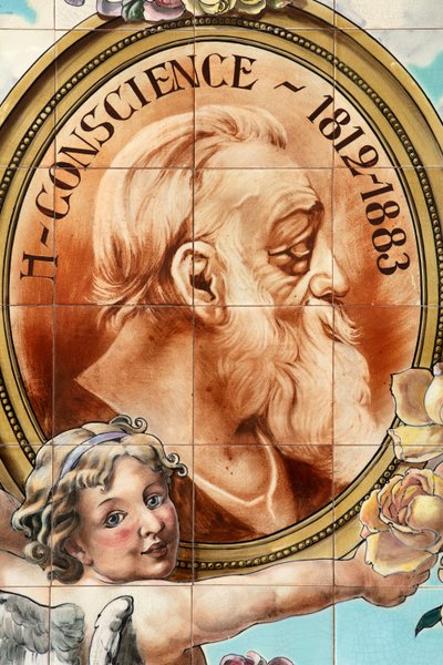 Bar içi ("Yerel Eşsiz" kafe). Seramik panel. Helman Ceramics Brüksel. by Belgian School