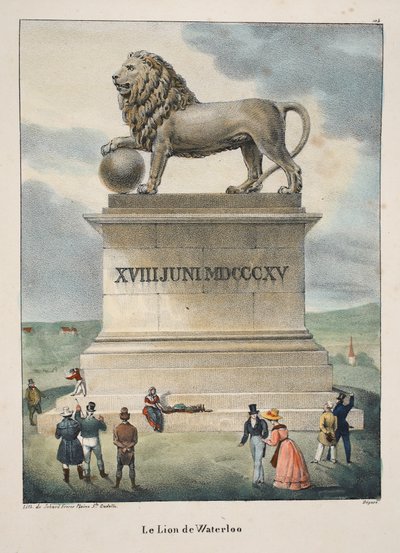 Le Lion de Waterloo, 1895 dolayları (fotokrom) by Belgian School