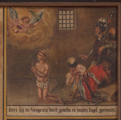 Marke. Şapel (Sint-Vincentiuskapel). iç mekan. Tablo. Saint Vincent şehidi. 19. yüzyıl. detay. by Belgian School