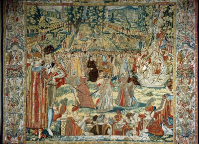 Tuileries bahçesinde Polonyalı büyükelçilerle Catherine de' Medici'nin temsili by Belgian School