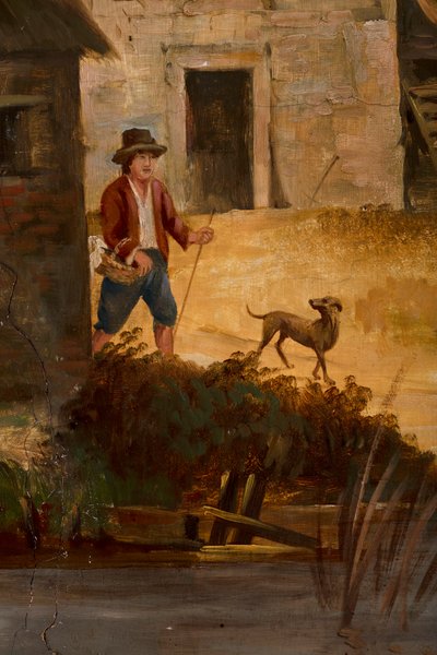 Arkadaki ikinci arka oda, toplantı odası, klasik tarzda kırsal sahneleri olan duvar resimleri, muhtemelen 1810 civarında, sahne 3 by Belgian School