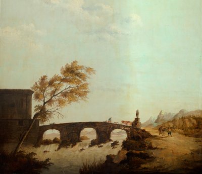 Arkadaki ikinci arka oda, toplantı odası, klasik tarzda kırsal sahneleri olan duvar resimleri, muhtemelen 1810 civarında, sahne 1 by Belgian School