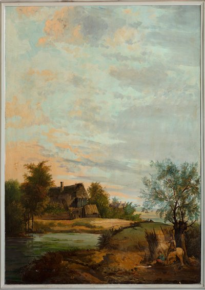 Arkadaki ikinci arka oda, toplantı odası, klasik tarzda kırsal sahneleri olan duvar resimleri, muhtemelen 1810 civarında, sahne 7 by Belgian School