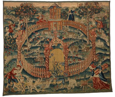 Goblen, Park au Cerfs, Tournai, Belçika'da yapılmıştır, yaklaşık 1500 (yün) by Belgian School