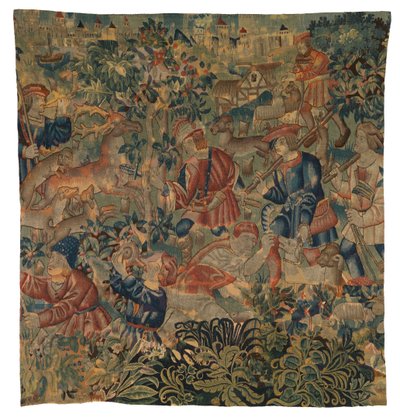 Muhtemelen Tournai'den avlanma sahnelerini tasvir eden duvar halısı, 1500 dolayları (yün) by Belgian School