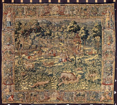 Brüksel imalatçılarının av halısı. 16. yüzyıl Genleri, Musei di Strada Nuova by Belgian School