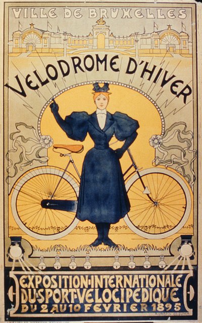 Kış Bisikleti Yarış Pisti, Velocipede Sports Uluslararası Sergisi Brüksel, 2-10 Şubat 1895 by Belgian School