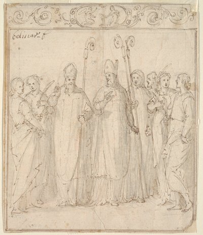 Augustine, Ambrose ve Diğer Azizler by Belisario Corenzio