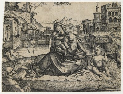 Bir Manzarada Bebek Aziz John ile Kutsal Aile, c. 1506-1512 by Benedetto Montagna