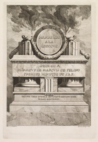 Yunan Maskeli Balosu: Adanmışlık Sayfası, 1771. by Benigno Bossi
