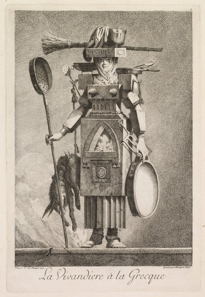 Masquerade à la Grecque: La Vivandière à la Grecque Plate 2, 1771. by Benigno Bossi