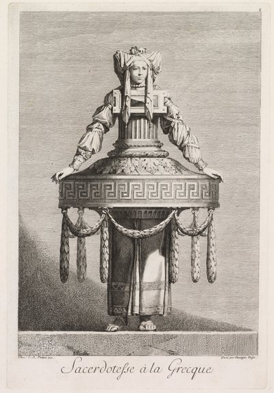 Yunan Maskeli Balosu: Yunan Rahibe Plakası 8, 1771. by Benigno Bossi
