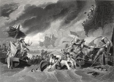 La Hogue Muharebesi, W. French tarafından kazınmış (litho) by Benjamin (after) West