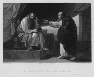 Nathan ve David, II Samuel XII, 7 (gravür) by Benjamin (after) West