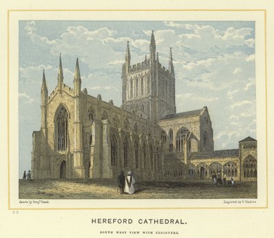 Hereford Katedrali, revaklı güney batı görünümü by Benjamin Baud