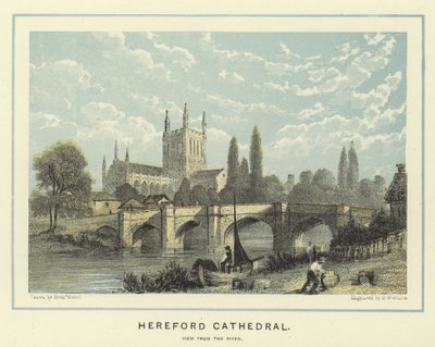 Hereford Cathedral, view from the river  by Benjamin Baud