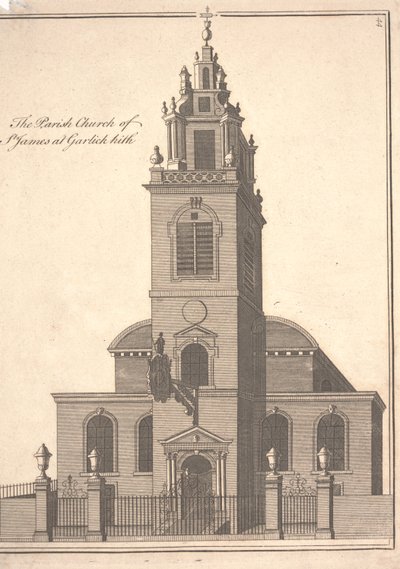 The Parish Church of St. James Garlickhythe, c.1750 (engraving) by Benjamin Cole