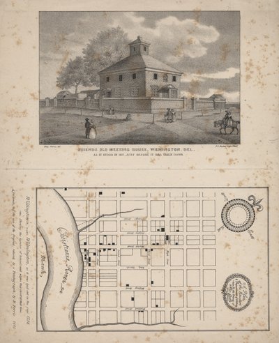 Friends Old Meeting House, Wilmington, Delaware, litho by P.S. Duval, 1845  by Benjamin Ferris