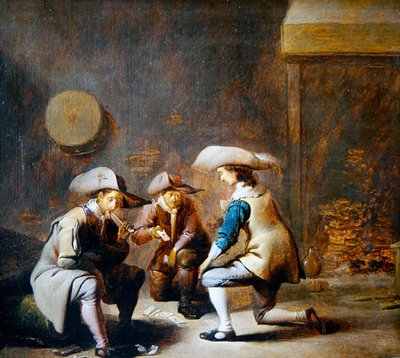 Askerlerin Oyun Kağıtları ile Bir Muhafız Odası İçi (panelde yağ) by Benjamin Gerritsz. Cuyp