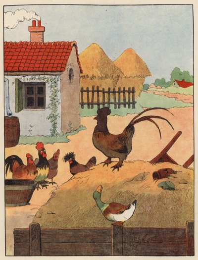 Chantecler için Benjamin Rabier tarafından yapılan çizim (renkli taş) by Benjamin Rabier
