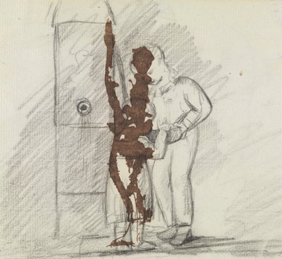 Yanyana Duran İki Figür Çalışması by Benjamin Robert Haydon